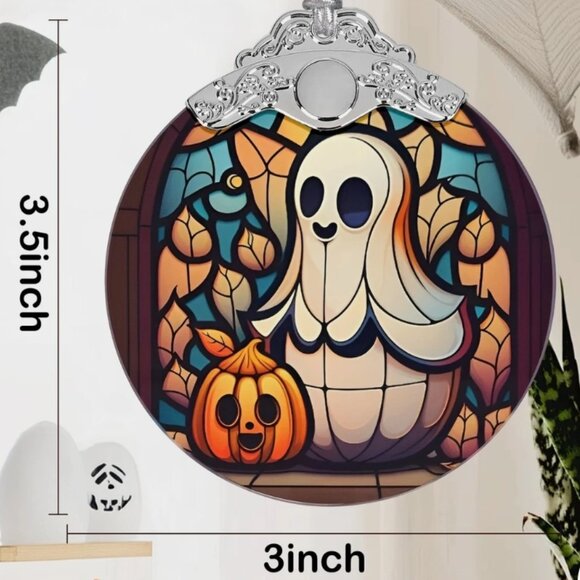 Cute Ghost Ornament Stained Glass Hanging Decor Holiday-Sun Catcher-Christmas - Picture 2 of 7